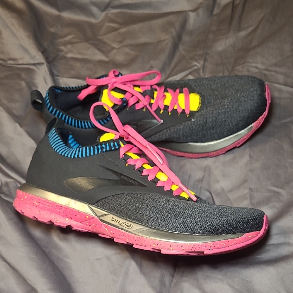 Brooks Women's Black Athletic Shoes with Pink & Yellow Accents
